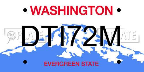 DTI72M Washington License Plate