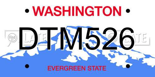 DTM526 Washington License Plate