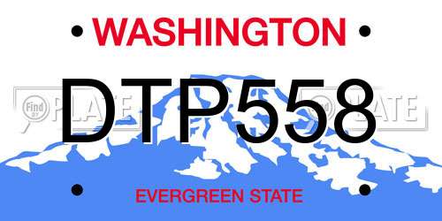 DTP558 Washington License Plate