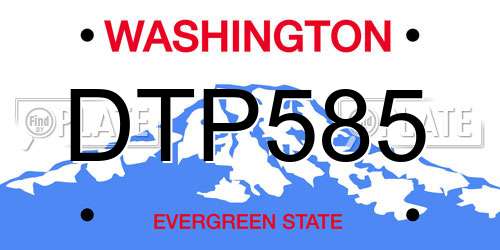 DTP585 Washington License Plate