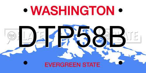 DTP58B Washington License Plate