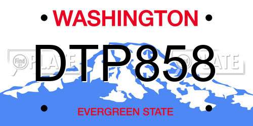 DTP858 Washington License Plate