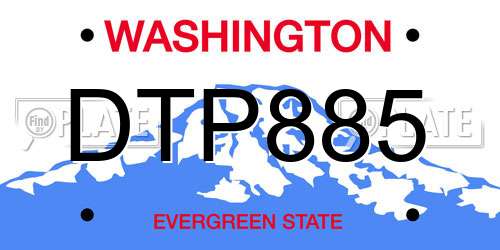 DTP885 Washington License Plate