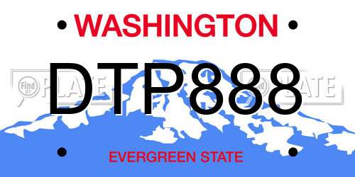 DTP888 Washington License Plate