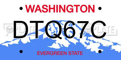 DTQ67C Washington License Plate