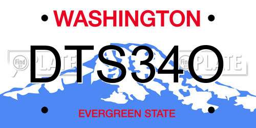 DTS34O Washington License Plate
