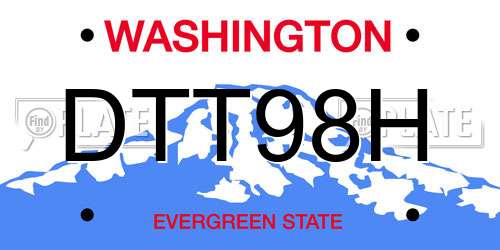 DTT98H Washington License Plate