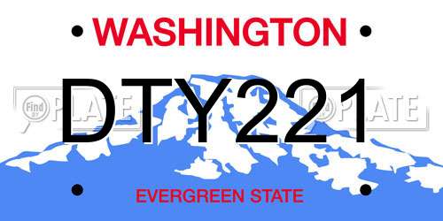 DTY221 Washington License Plate