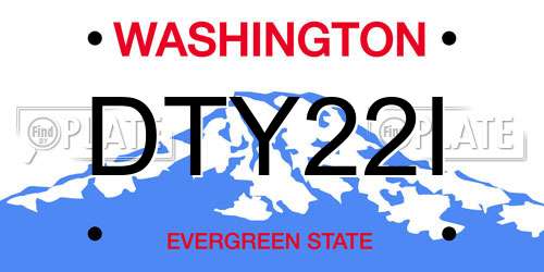 DTY22I Washington License Plate