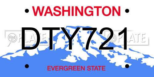 DTY721 Washington License Plate