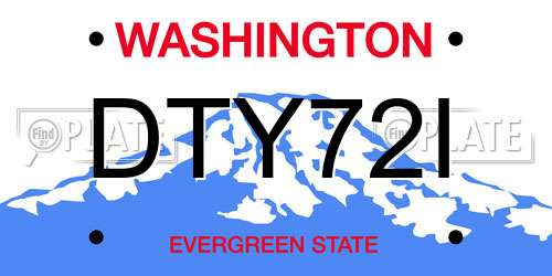 DTY72I Washington License Plate