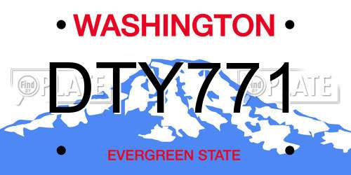 DTY771 Washington License Plate