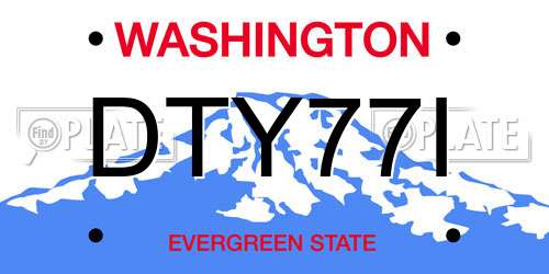 DTY77I Washington License Plate