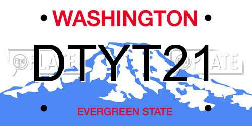 DTYT21 Washington License Plate