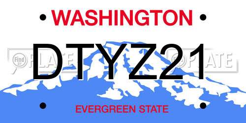 DTYZ21 Washington License Plate