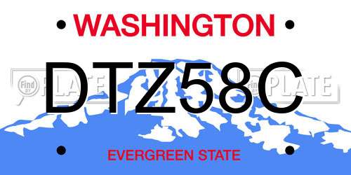 DTZ58C Washington License Plate