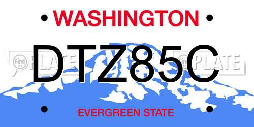 DTZ85C Washington License Plate