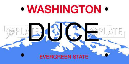 DUCE Washington License Plate