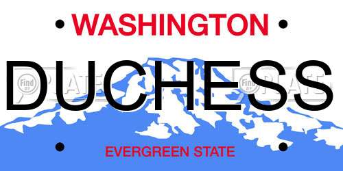 DUCHESS Washington License Plate