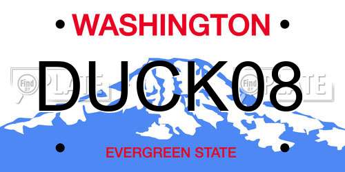 DUCK08 Washington License Plate