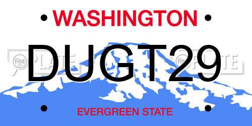 DUGT29 Washington License Plate
