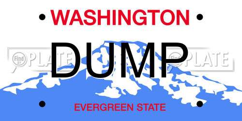 DUMP Washington License Plate