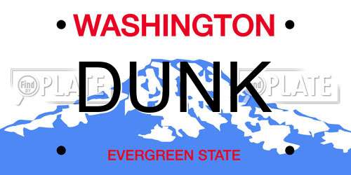 DUNK Washington License Plate