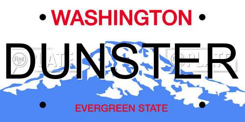DUNSTER Washington License Plate