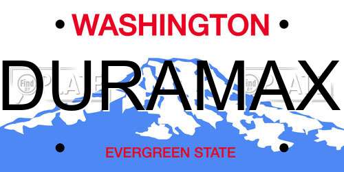 DURAMAX Washington License Plate