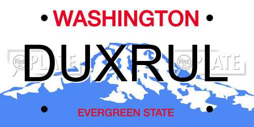 DUXRUL Washington License Plate