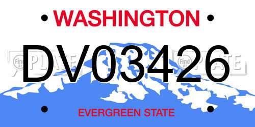 DV03426 Washington License Plate