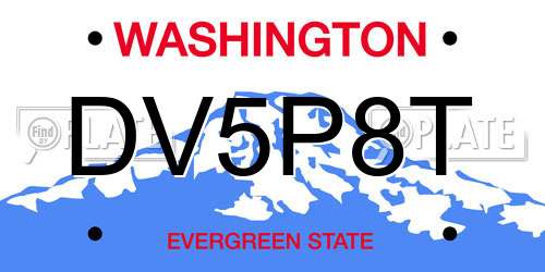 DV5P8T Washington License Plate