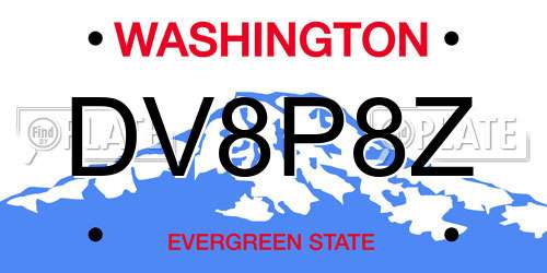 DV8P8Z Washington License Plate