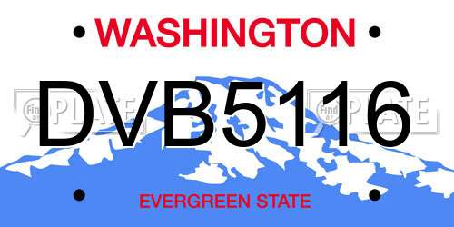 DVB5116 Washington License Plate