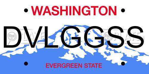 DVLGGSS Washington License Plate