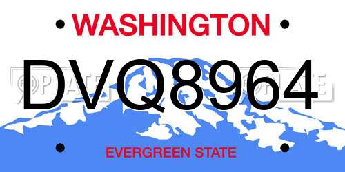 DVQ8964 Washington License Plate