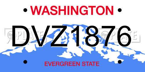 DVZ1876 Washington License Plate