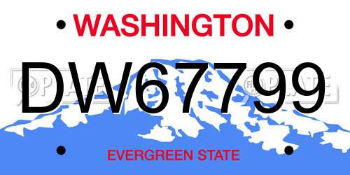 DW67799 Washington License Plate