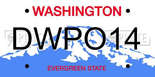DWPO14 Washington License Plate