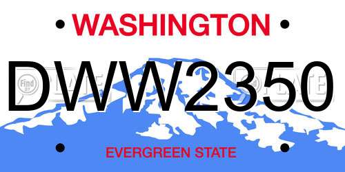 DWW2350 Washington License Plate
