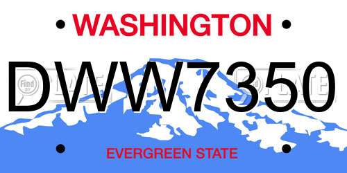 DWW7350 Washington License Plate
