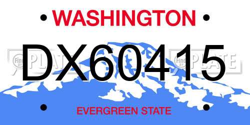 DX60415 Washington License Plate