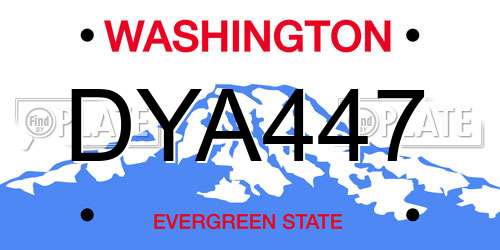 DYA447 Washington License Plate