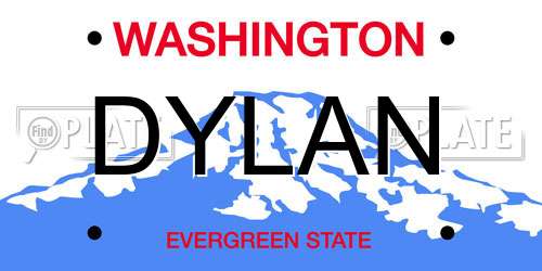 DYLAN Washington License Plate