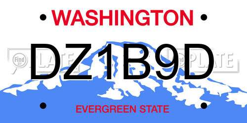 DZ1B9D Washington License Plate