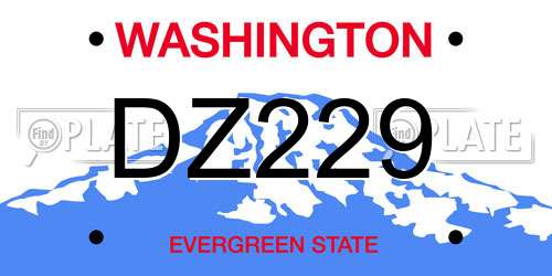 DZ229 Washington License Plate