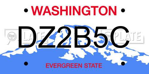 DZ2B5C Washington License Plate