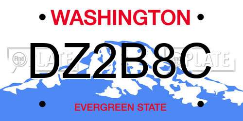 DZ2B8C Washington License Plate