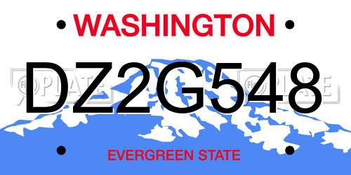 DZ2G548 Washington License Plate
