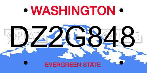 DZ2G848 Washington License Plate